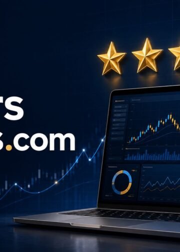 5Stars Stocks.com stock research platform with market charts and five-star rating concept.