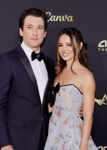 Miles Teller and Keleigh Teller at a public event together