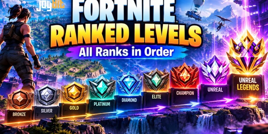 Fortnite ranked levels from Bronze through Champion, Unreal and Unreal Legends