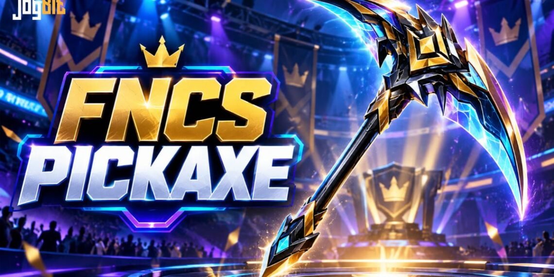 Fortnite FNCS pickaxe cosmetics, including the Axe of Champions and FNCS Scythe.
